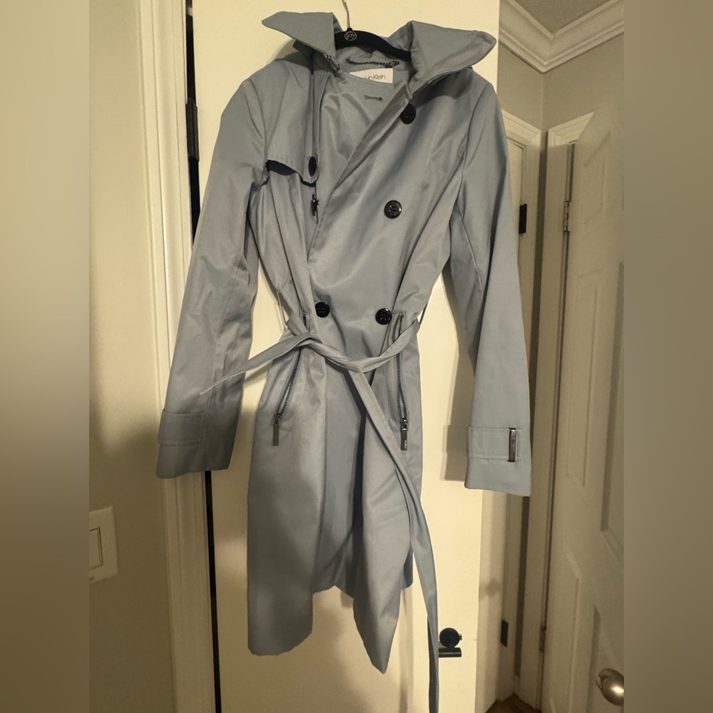 Women’s- Calvin Klein Sky Blue Trench Coat